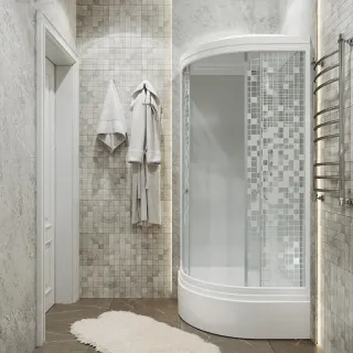 Душевая кабина Triton Стандарт-Мозаика Щ0000061846 90x90 см профиль белый стекло мозаика